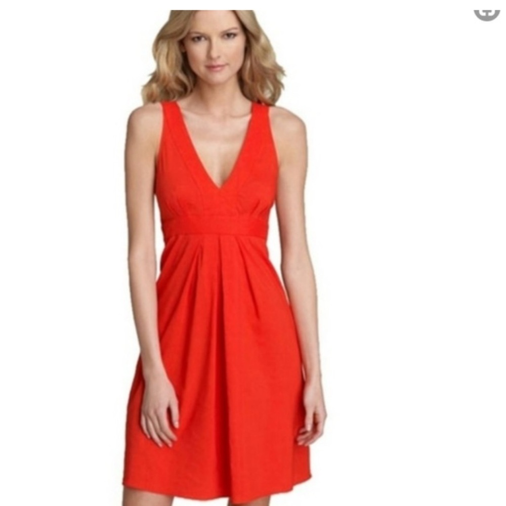 Theory Bright Orange Sleeveless Linen Dress